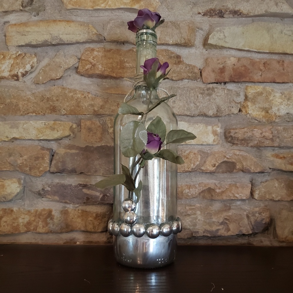 Spray Painted Decorated Craft Wine Bottle